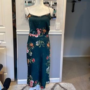 BCBG Dark Teal Floral Two Piece Midi Skirt Set